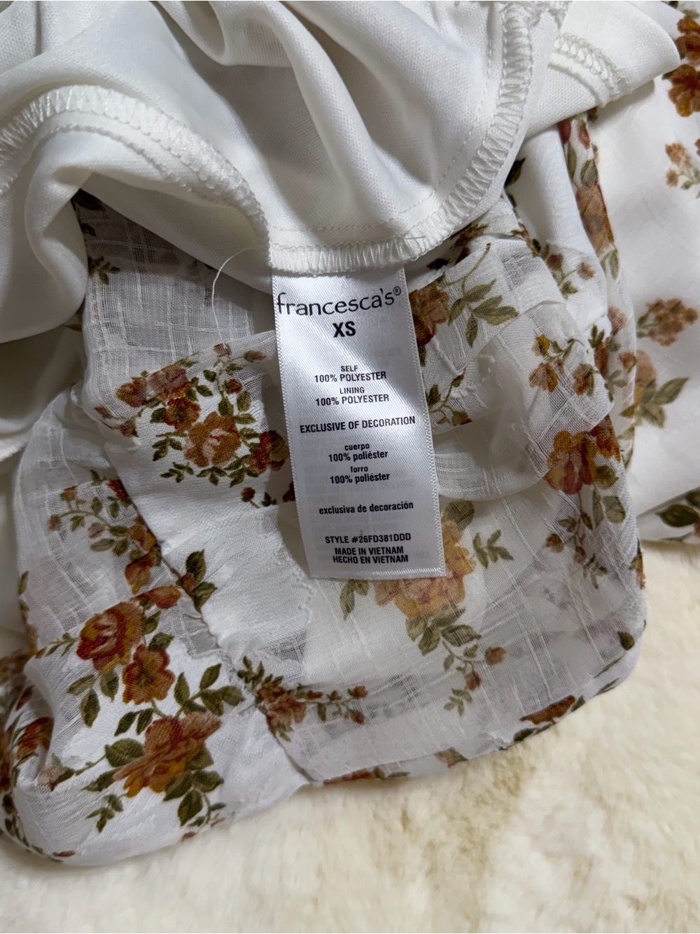 Francesca's Collections White Mini Dress with Floral Print - Picture 5 of 5